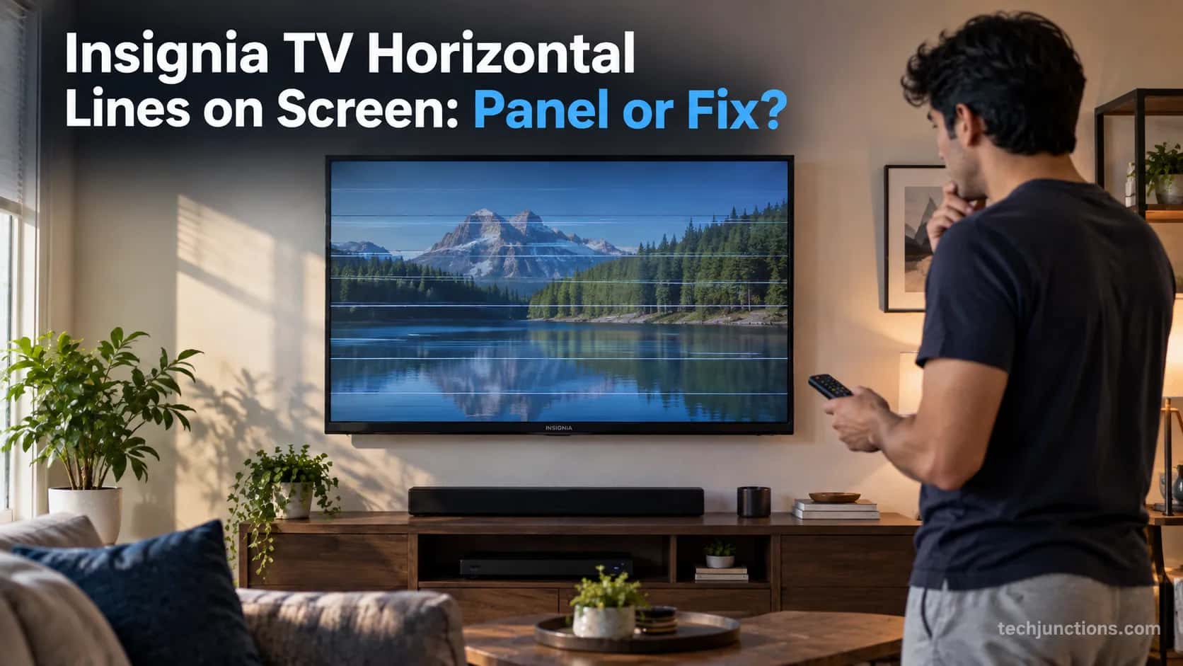 Insignia TV showing horizontal lines on screen while an owner decides whether to fix or replace it.
