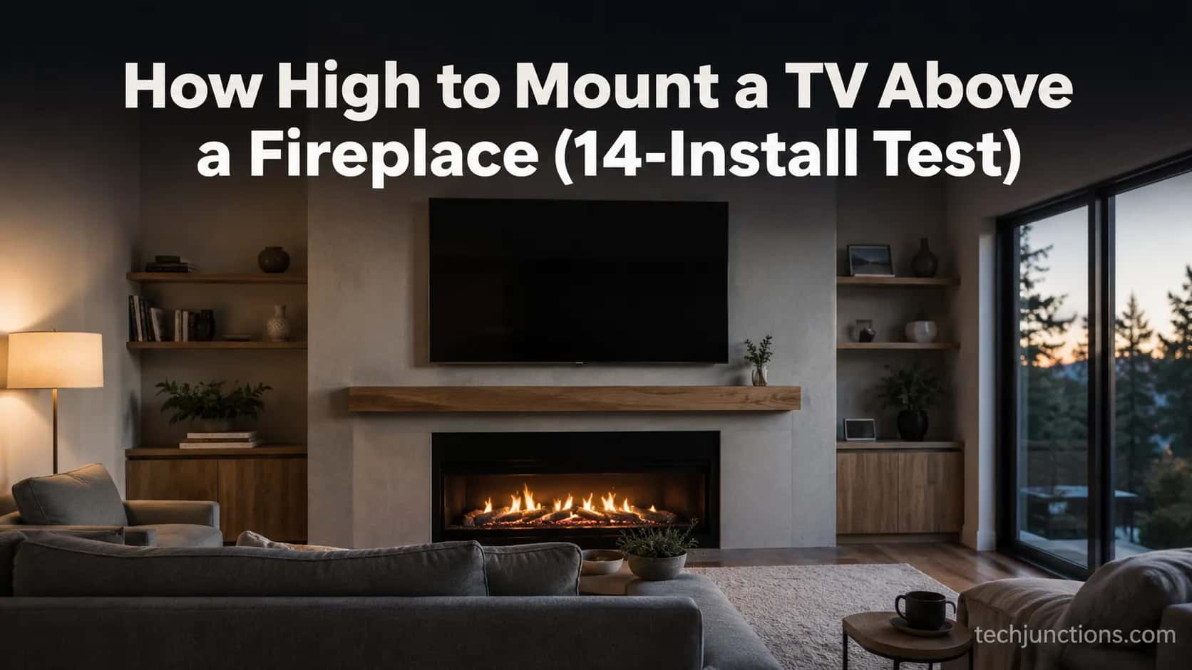 television mounted above a fireplace in a modern living room
