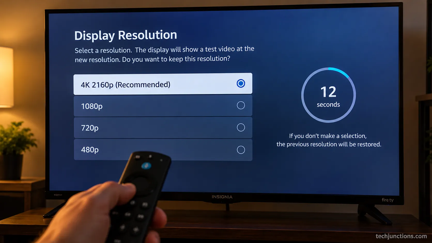 Insignia Fire TV resolution cycle to fix flickering.