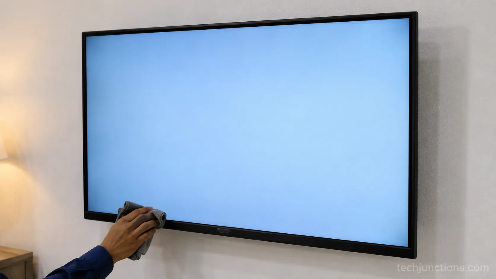 LG TV screen with even backlight after white spot repair.