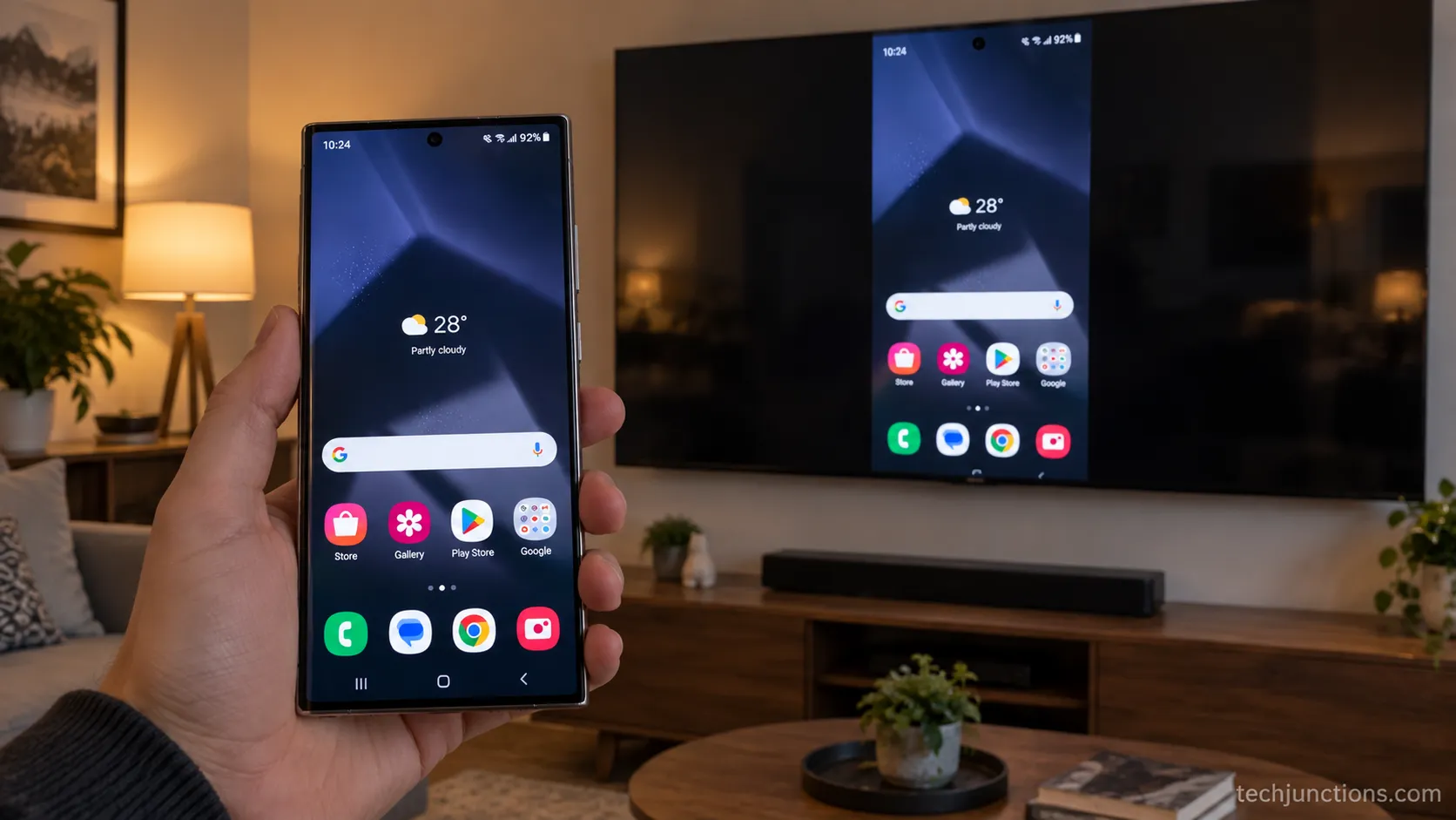 Demo of mirroring an Android phone to a Samsung TV covering Galaxy and non-Galaxy paths.