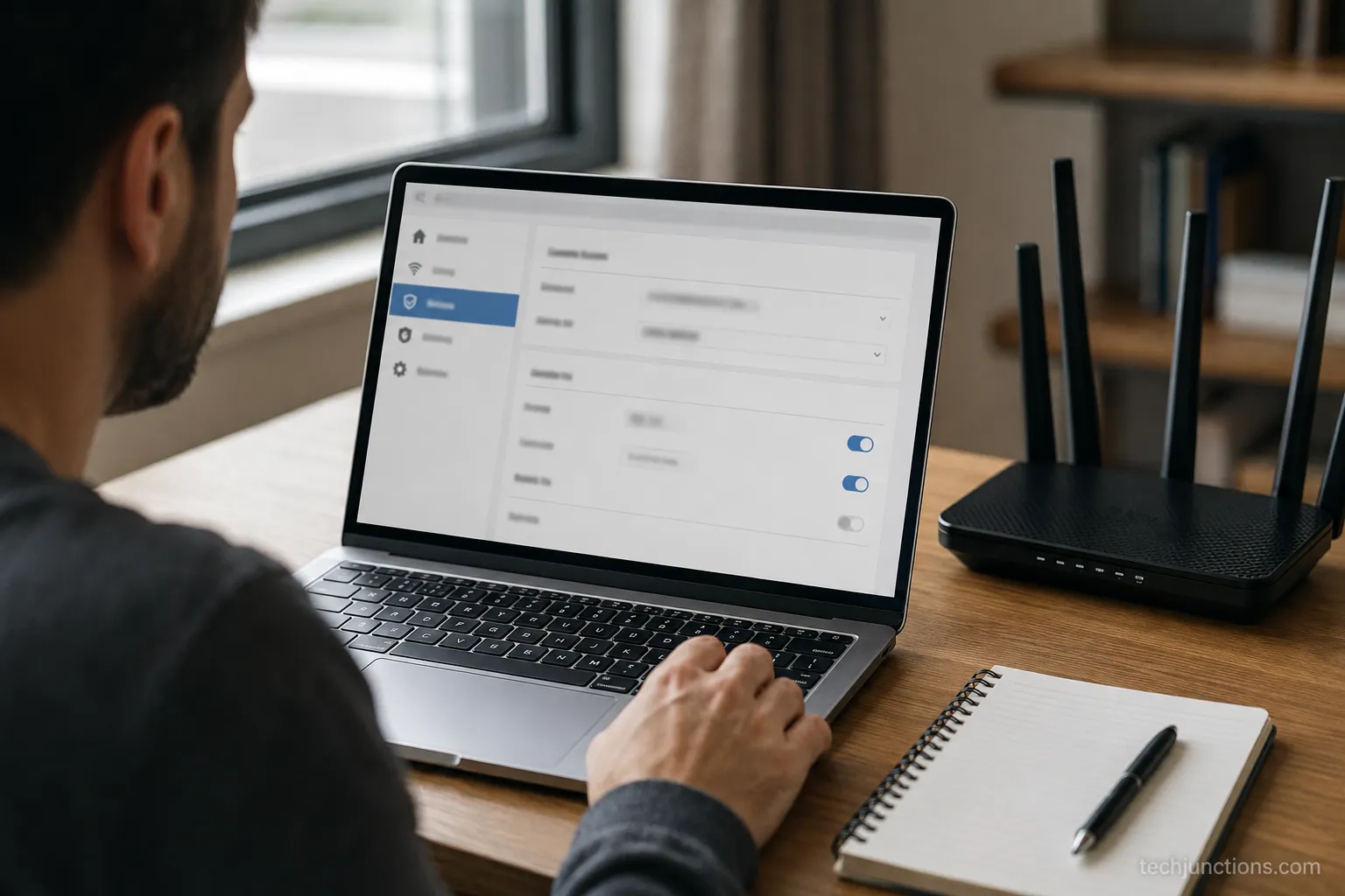 Home router admin page showing band and security settings that can block a Samsung TV.