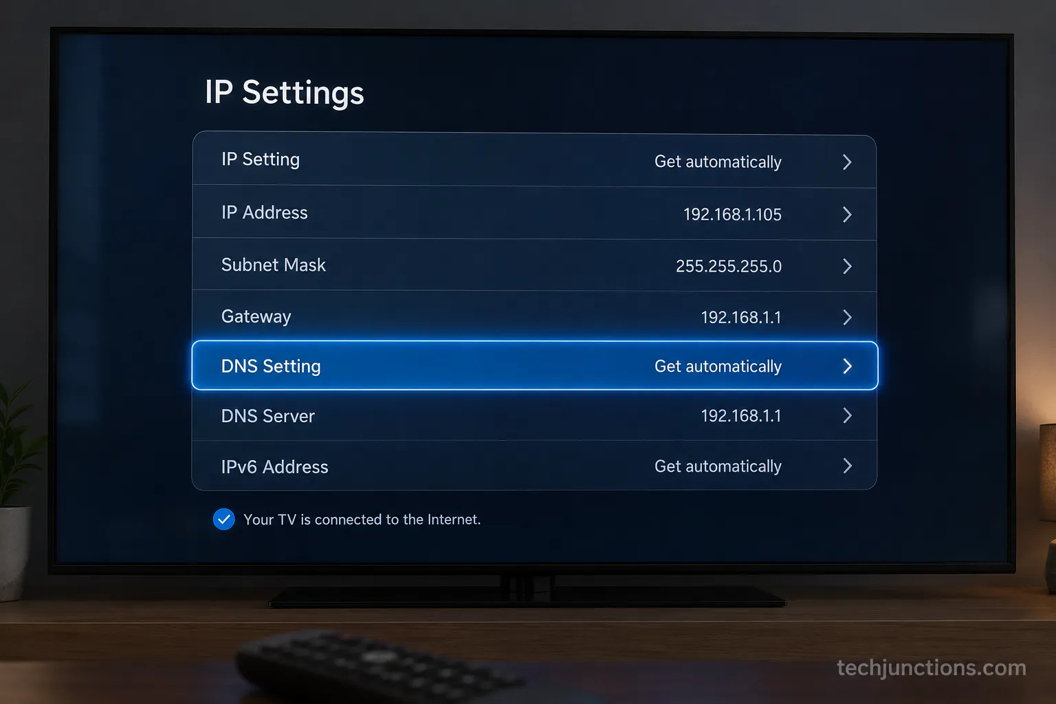 Samsung TV DNS Setting reset to Get automatically.