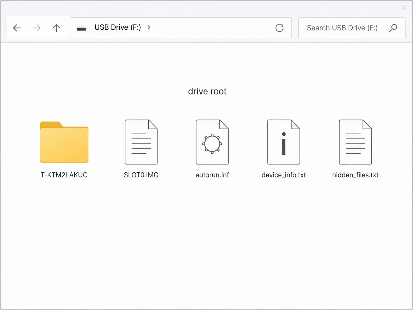 USB drive root showing the extracted Samsung TV firmware folder alongside its individual update files at the top level, illustrating the correct USB update file structure.