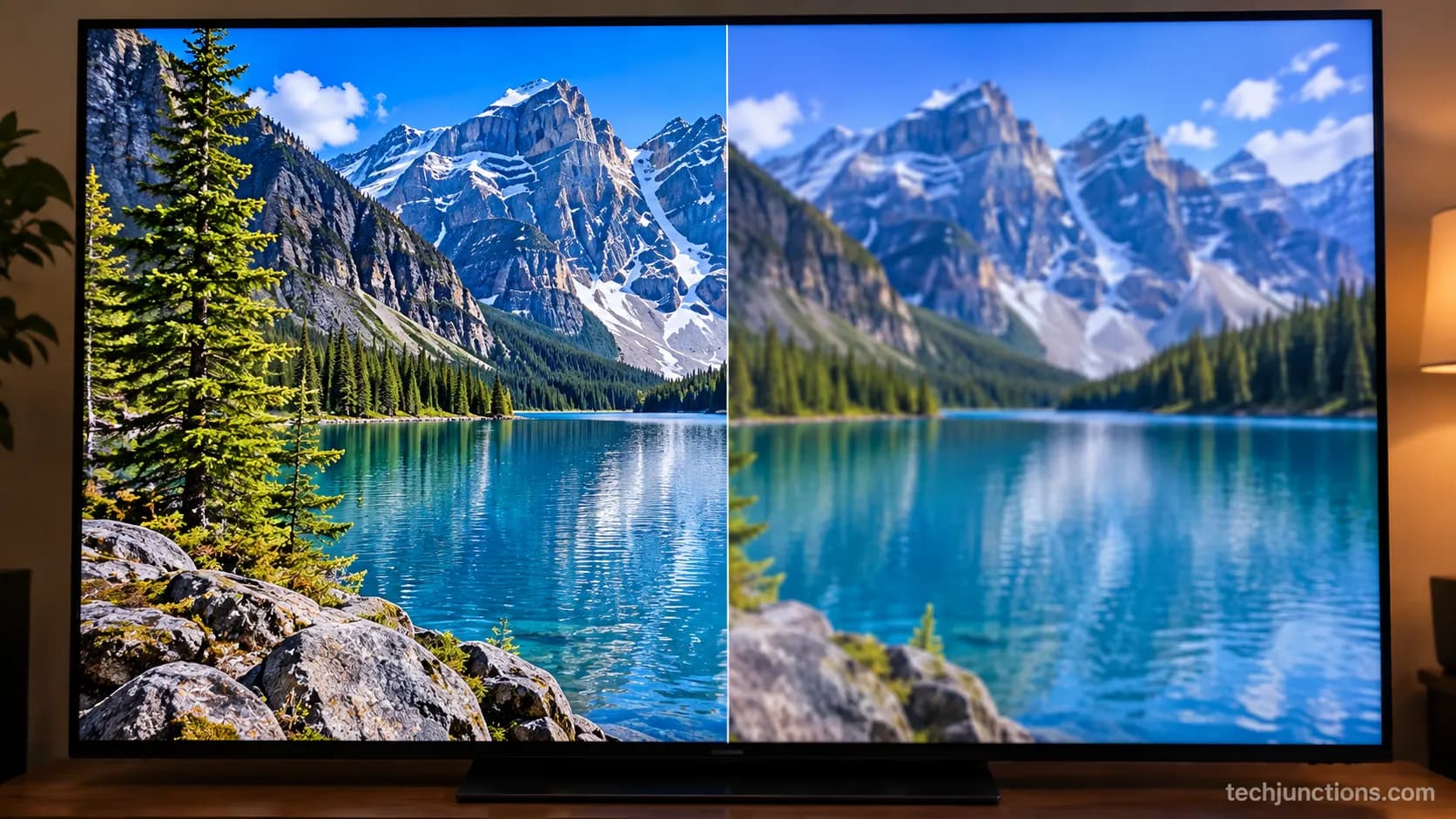 Close-up comparison of 4K and HD picture quality at the same distance