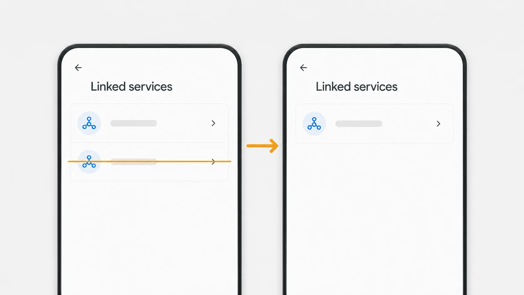 Google Home Linked services screen comparing duplicate SmartThings connections before cleanup and a single SmartThings link after removing the duplicate integration.
