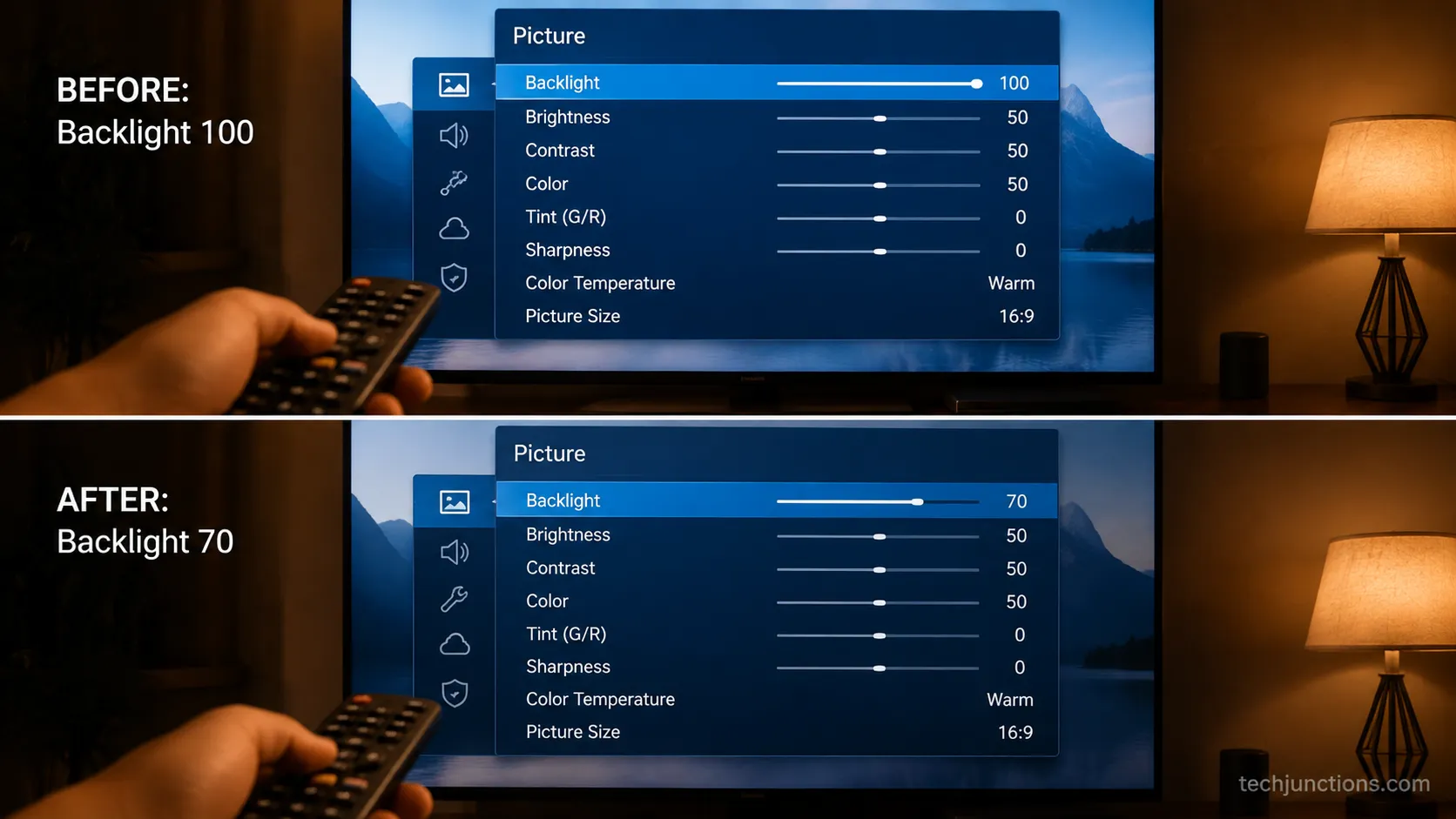 Lowering a TV backlight setting, one habit that changes how long TVs last.