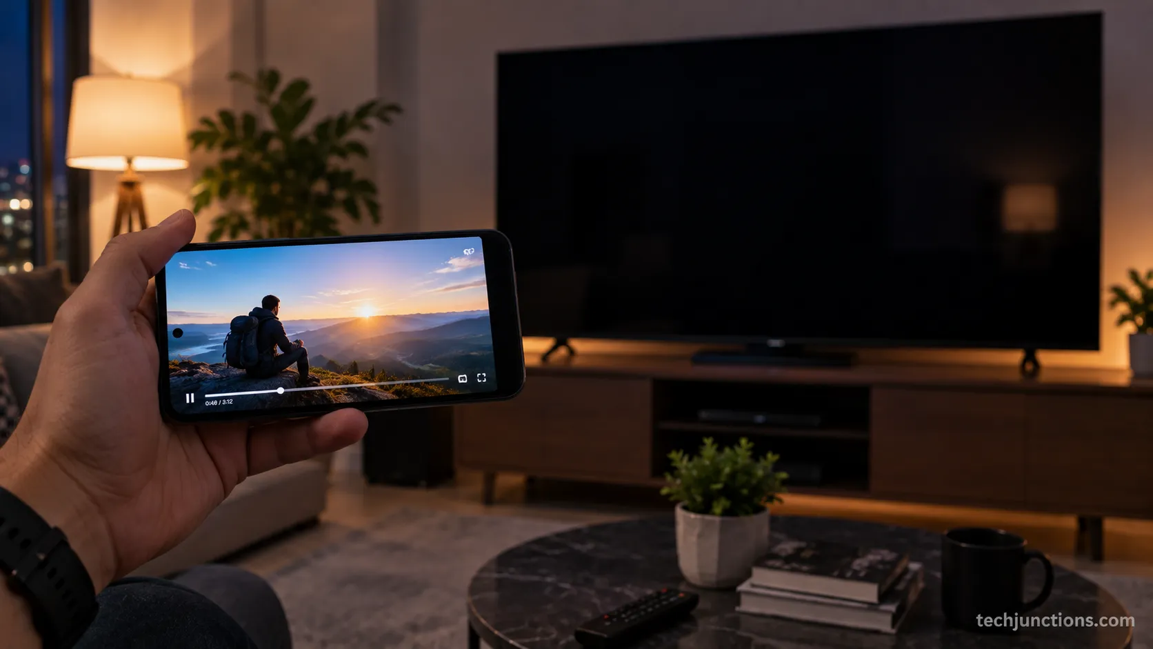 Samsung TV showing a black screen while a phone plays the video during DRM mirroring